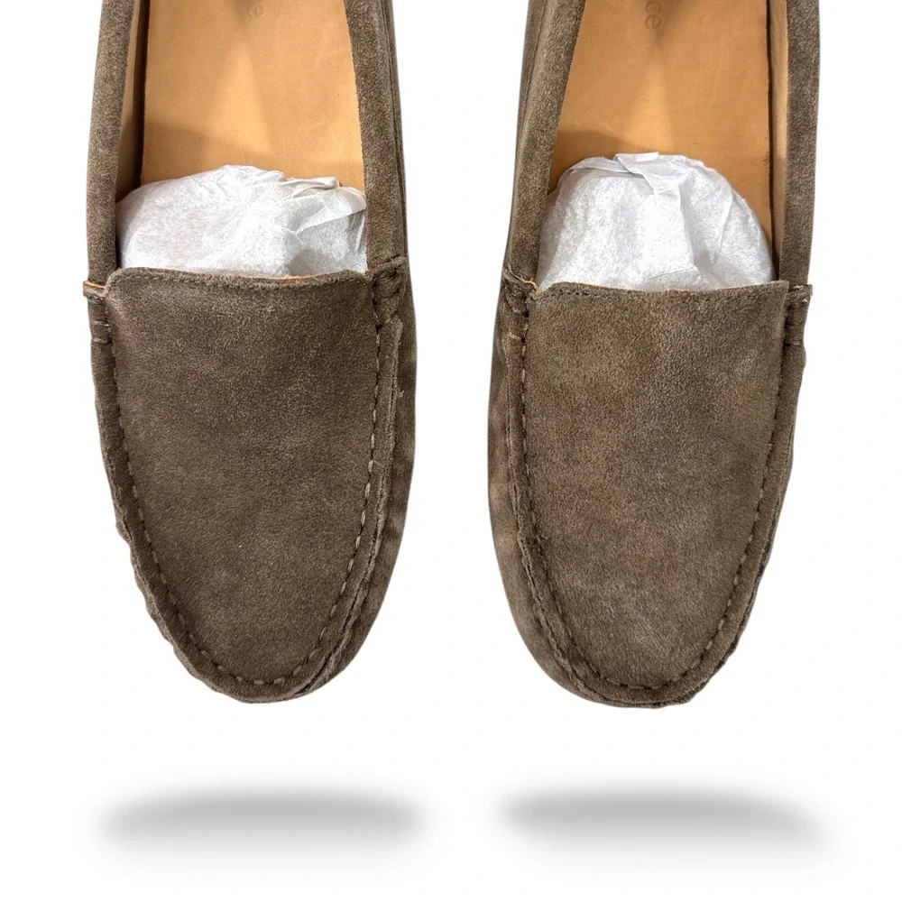 Quince Womens Suede Driver Loafers Medium Brown 8 LB74495-BSFLC005-17290 NIB